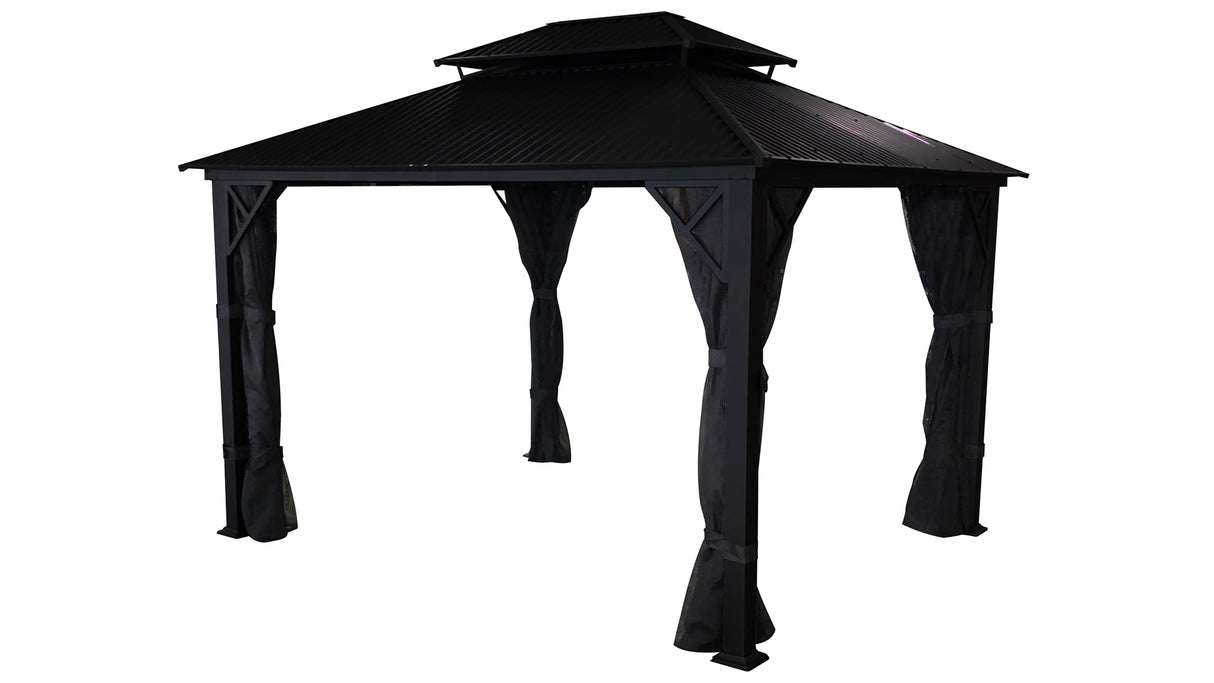 Gazebo Métropolis en Aluminium Noir avec Toit en Galvalume® - Corriveau International