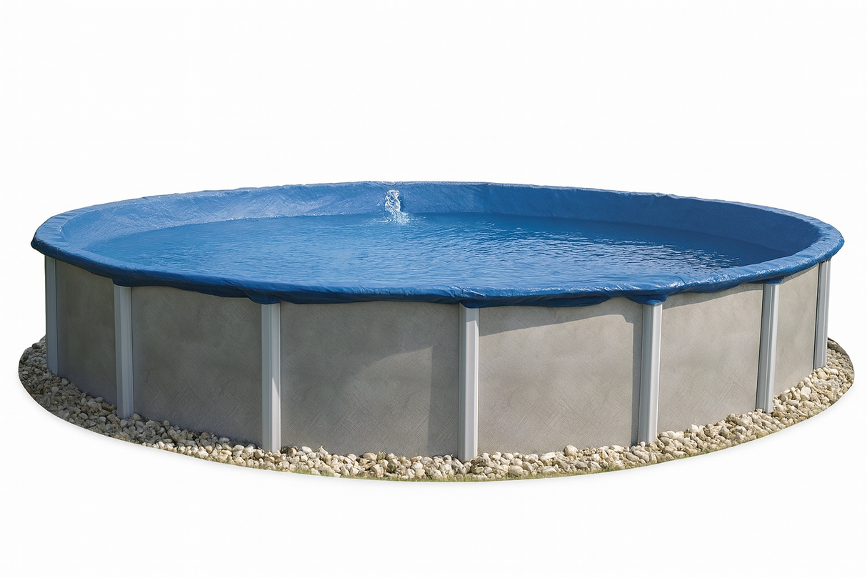 Toile hivernale opaque Deluxe pour piscine hors-terre ronde ou ovale – Grade 15 ans – Bleu