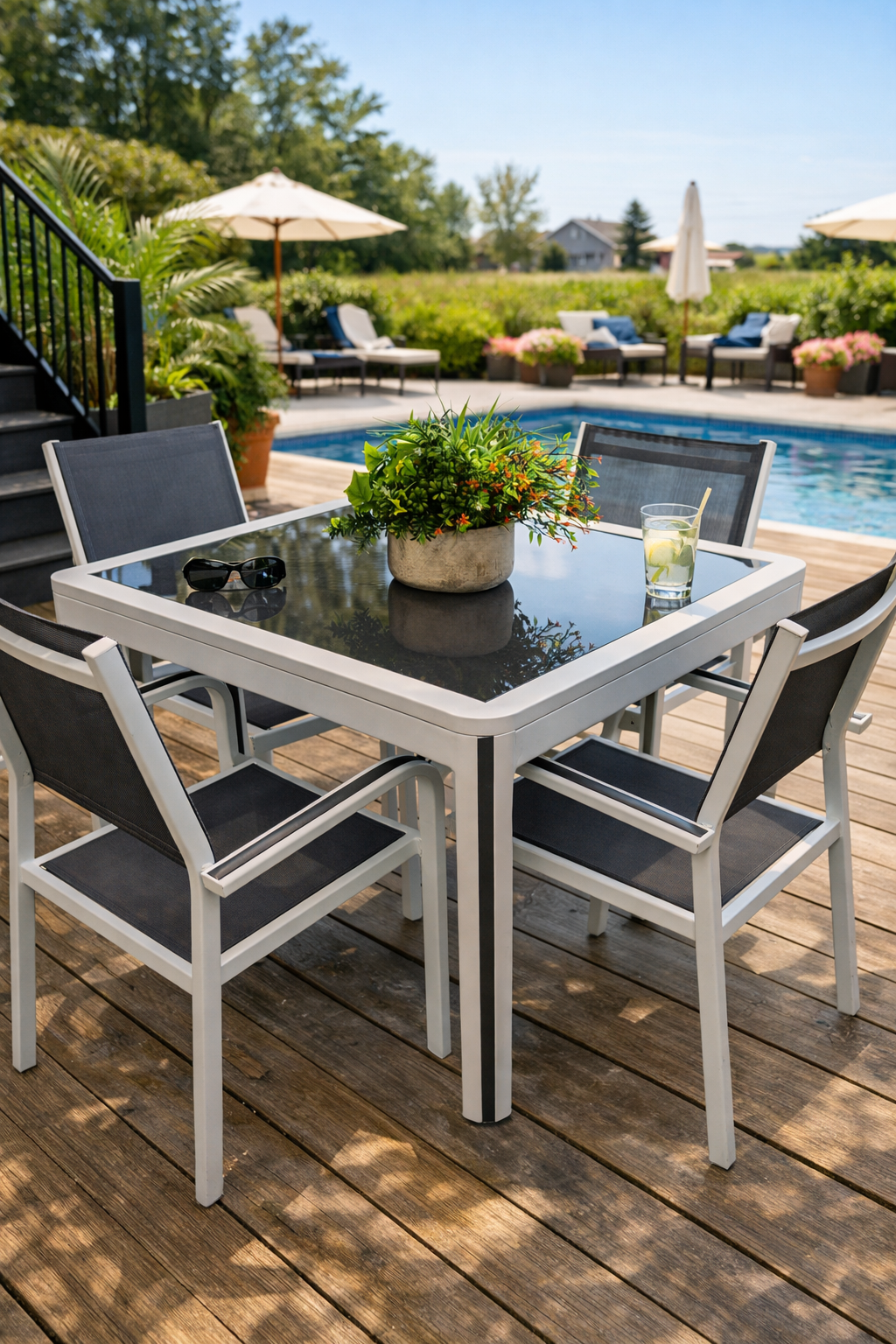 Ensemble Milano 4 + 1 – Aluminium et Verre