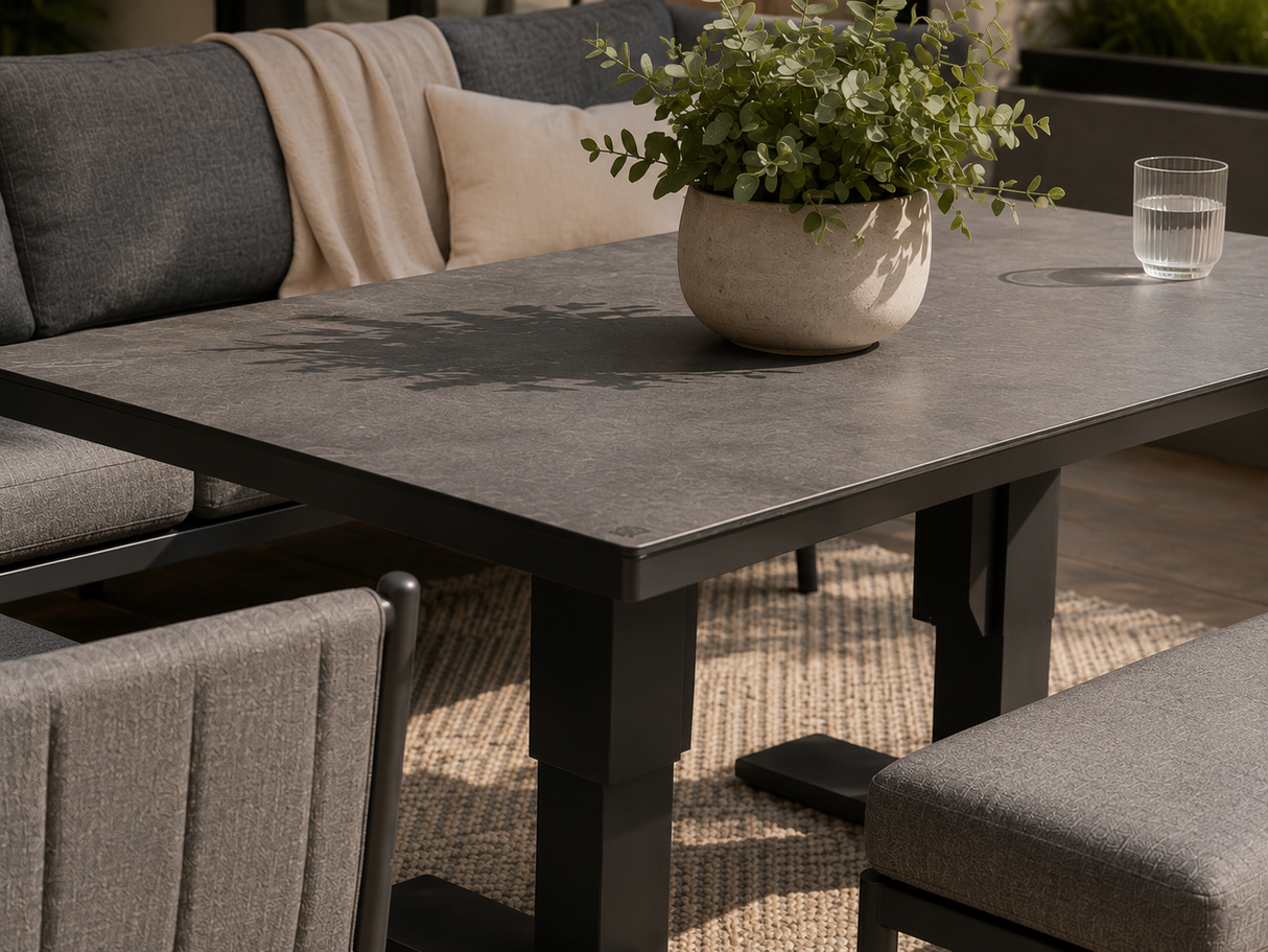 Sectionnel Hybride Solara MOSS avec Table Hydraulique Ajustable | Ensemble de Jardin 4 Morceaux