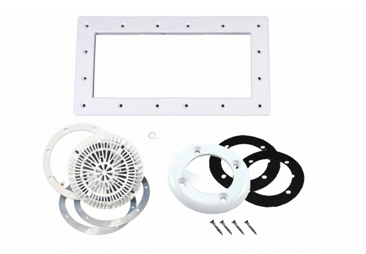 Ensemble complet de quincaillerie CMP blanc pour piscine creusée – Écumoire, retours d’eau et drains | 25541-200-000