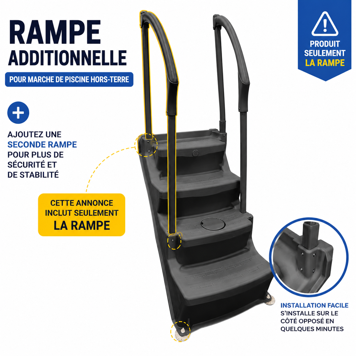 Additional Ramp for Lumi-O I-Step Above Ground Pool Step – Midnight Grey