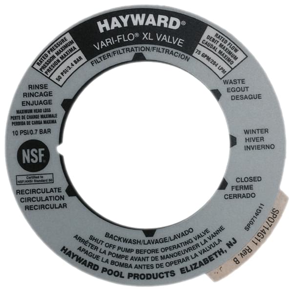 Hayward SPX0714G11 – Valve Position Label pour Multiport Valve et Filtre à Sable