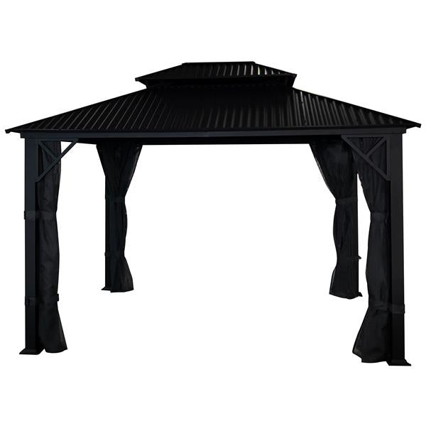 Gazebo Métropolis en Aluminium Noir avec Toit en Galvalume® - Corriveau International