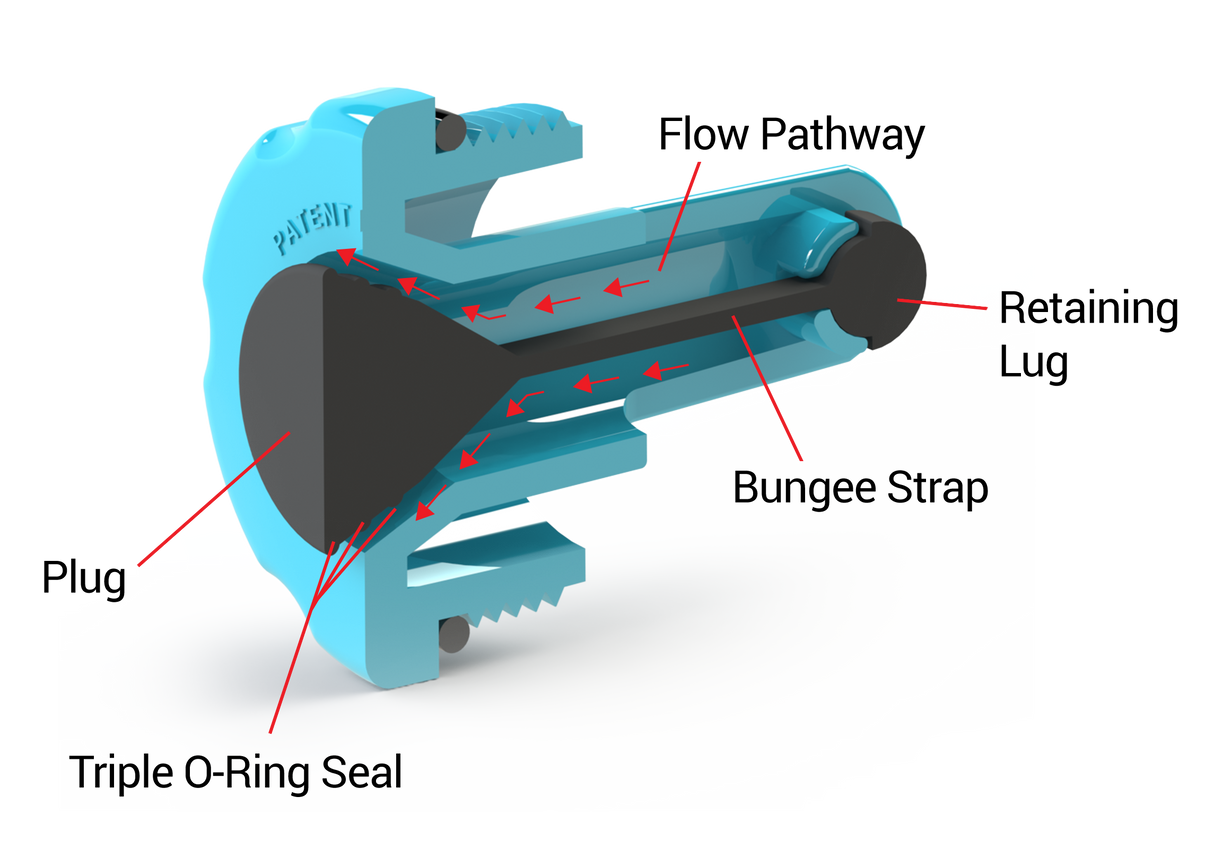 Bungee-Plug – Bouchon d’hivernisation à sangle (triple O-Ring), 1½″