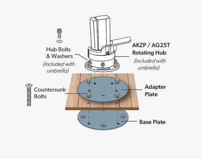 Support de Fixation pour Terrasse en Bois Treasure Garden® AMK-W pour Parasol Déporté AKZP et AG25T