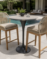 Table haute de bar Cayo 43 po par Atoll – Structure Charcoal et plateau en pierre synthétique