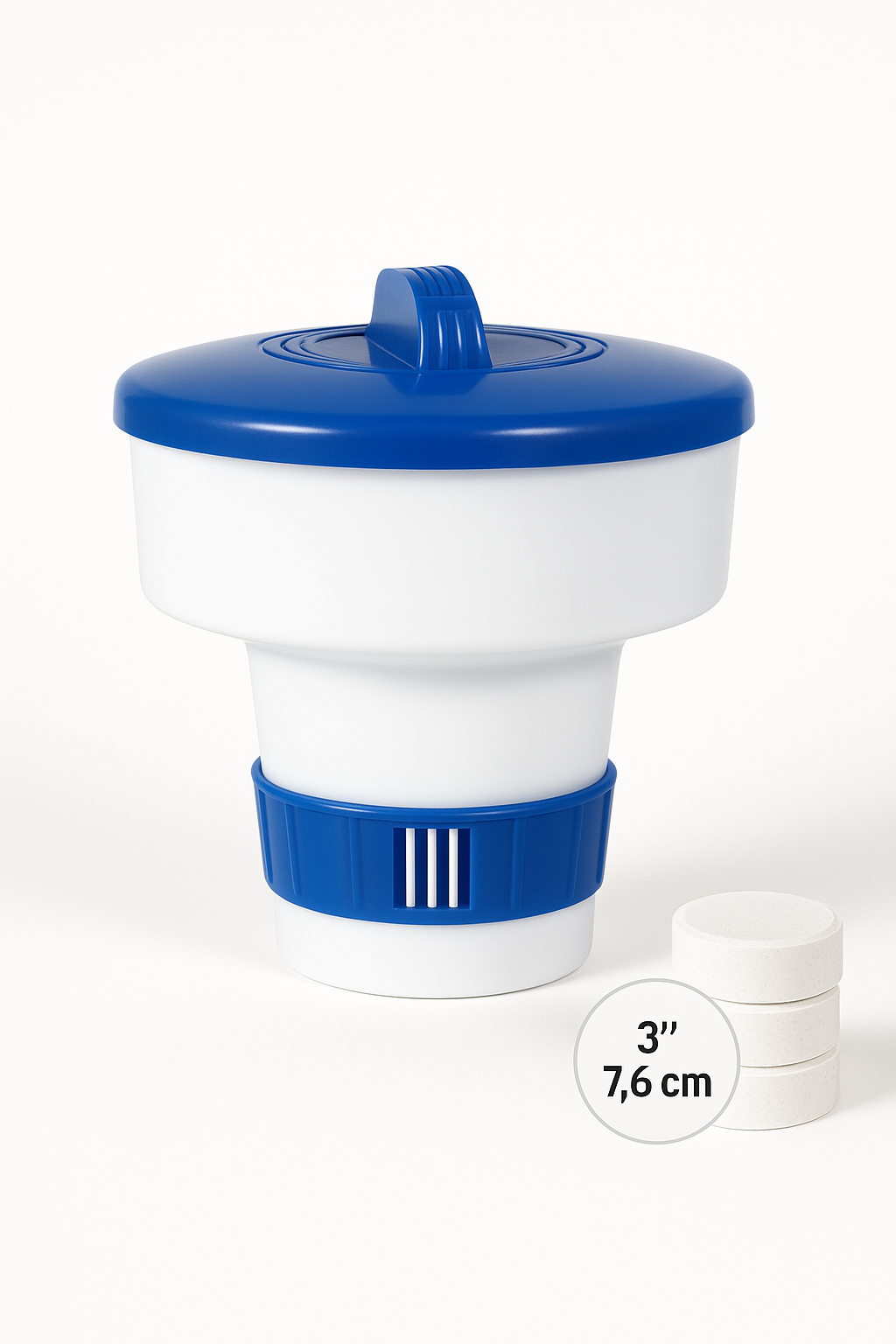 Diffuseur de chlore flottant ProAqua – pour pastilles 3" (7,6 cm), débit réglable