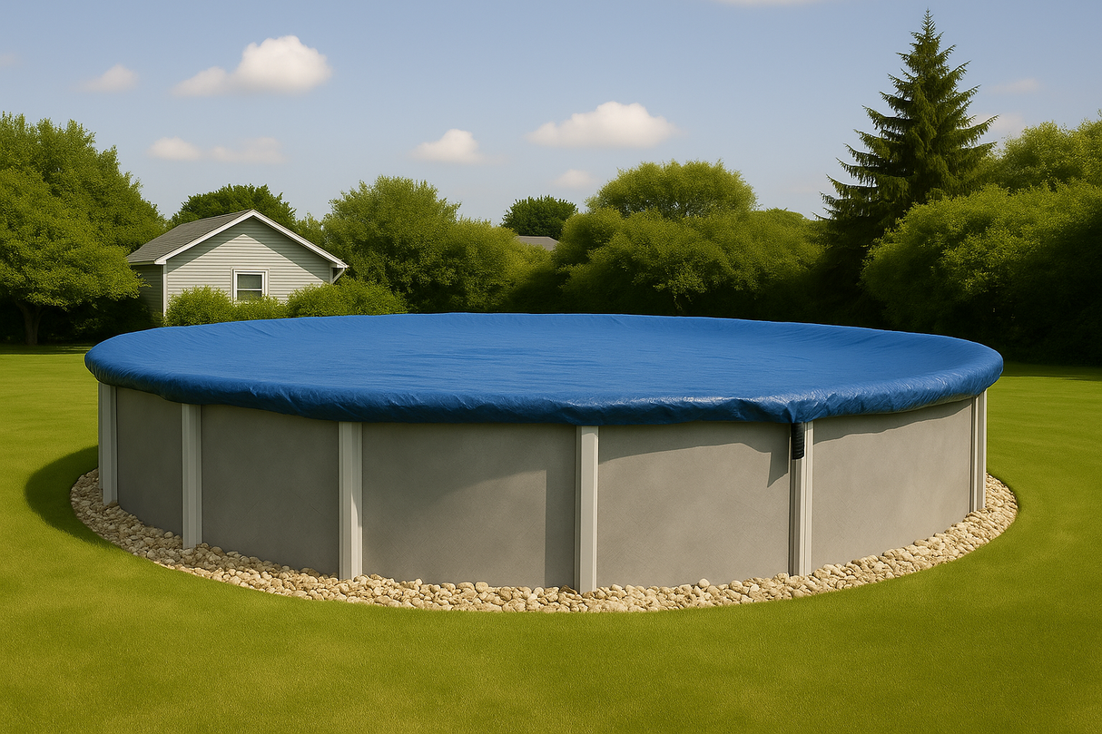 Toile hivernale opaque Deluxe pour piscine hors-terre ronde ou ovale  – Grade 15 ans – Bleu