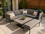 Sectionnel Hybride Solara MOSS avec Table Hydraulique Ajustable | Ensemble de Jardin 4 Morceaux