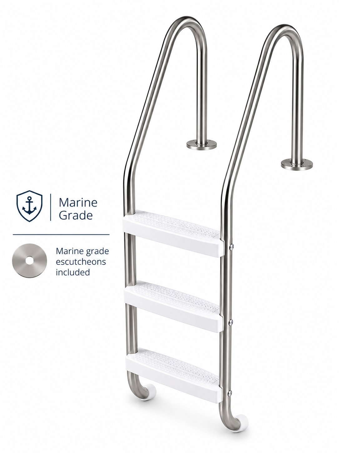 Échelle 3 marches pour piscine creusée Northern Stainless – Acier inoxydable de grade marin