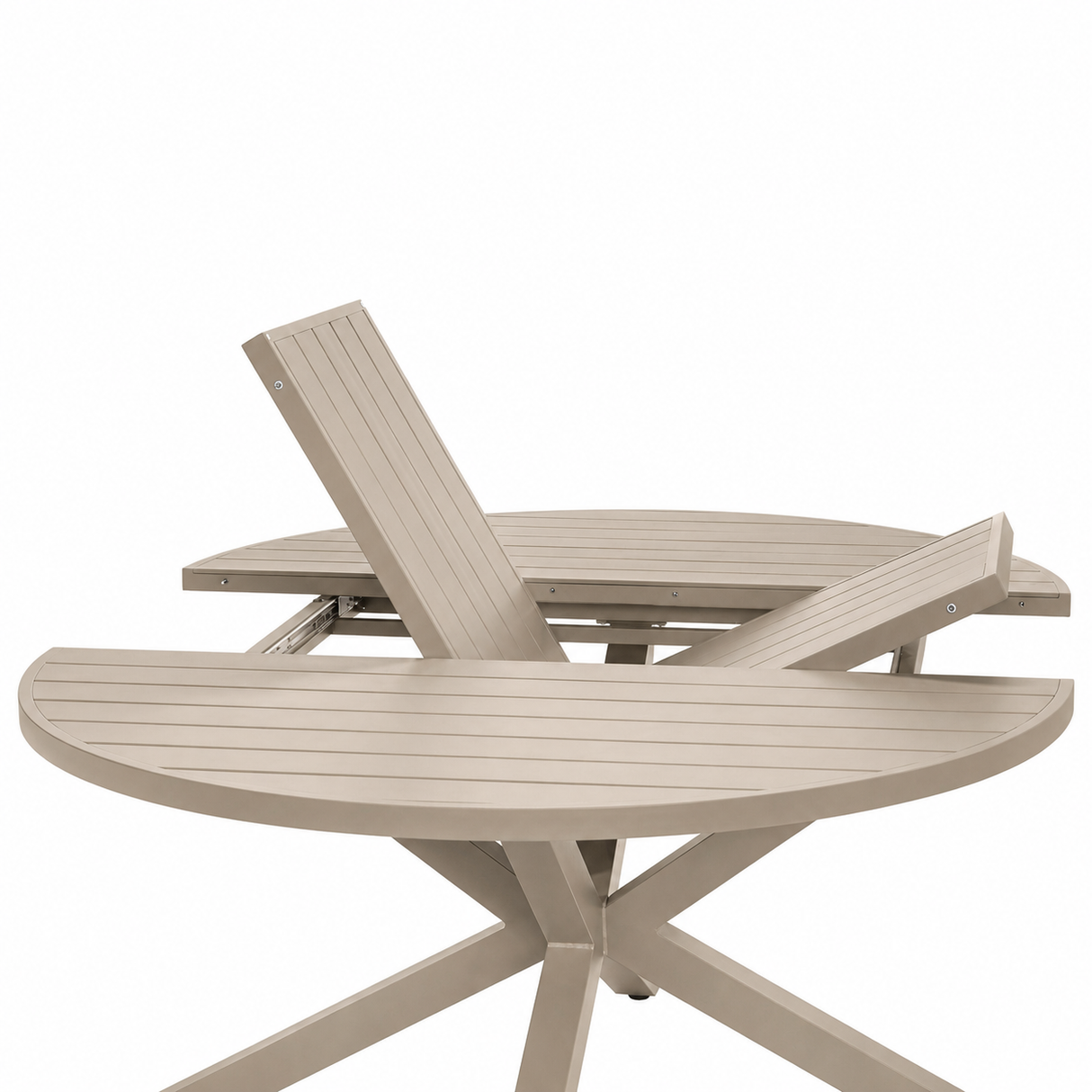 Table extérieure ronde extensible LIORA par Moss | Aluminium couleur sable