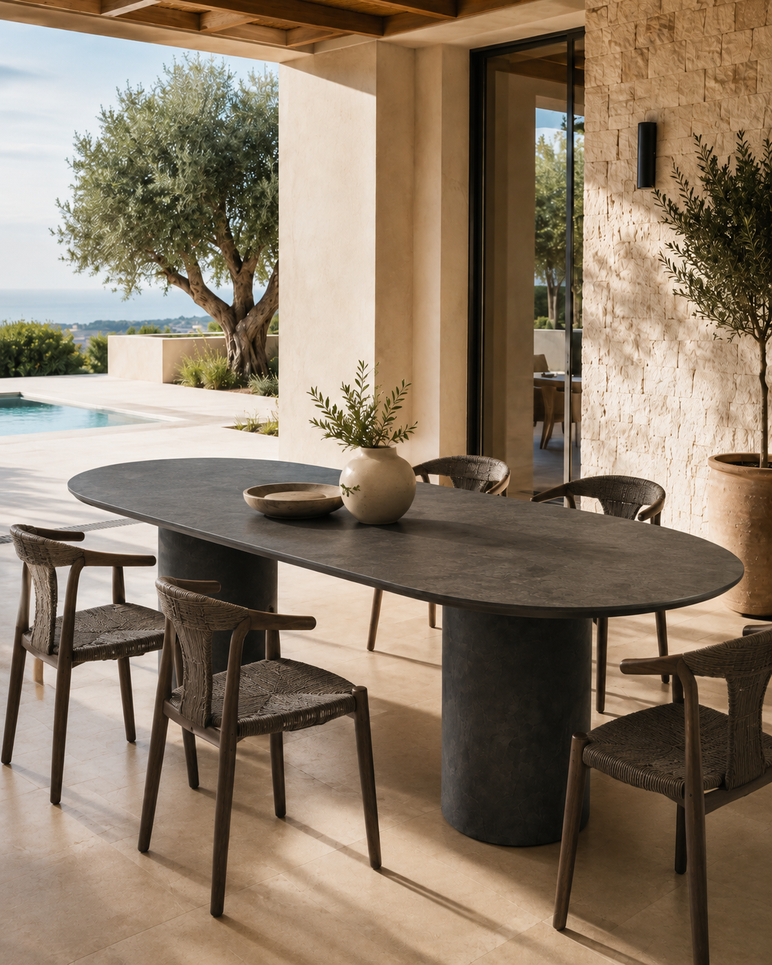 Table Java Dark charcoal en fibrociment 87 po par Atoll