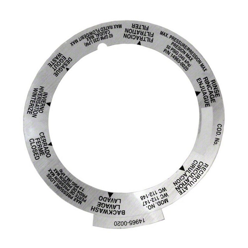 AUTOCOLLANT 6 POSITION POUR FILTREUR PENTAIR 14965