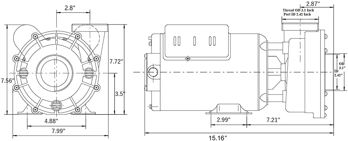 LX Pump 1HP 2-Speed 48WUA1001C-II 115V 48 Fr 2 Inch