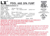 Pompe LX 2HP 2-Vitesses - Modèle 48WUA2002C-II